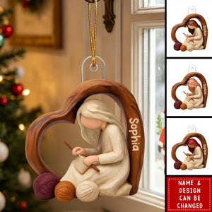Just A Girl Who Loves Knitting Christmas Ornament 2026, Personalized Crochet Lovers Ornament