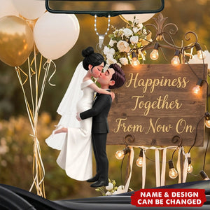 Wedding Couple 2D Flat- Personalized Acrylic Car Ornament - Wedding Gift Anniversary Gift Newlywed Gift