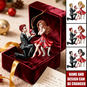 Personalized She Said Yes Acrylic Ornament, Newly Engaged Gift, Valentines Gift For Couple