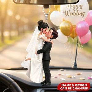 Wedding Couple 2D Flat- Personalized Acrylic Car Ornament - Wedding Gift Anniversary Gift Newlywed Gift