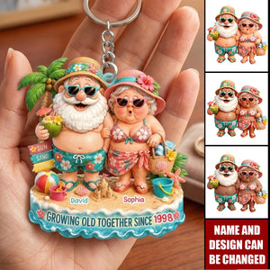 Growing Old Together, Personalized Custom Keychain, Gift For Couples