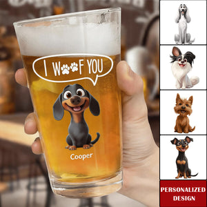 Father's Day Gifts, Thanks Dad We Woof You New Version - Personalized Beer Glass
