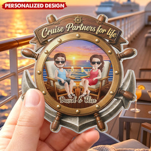 Personalized Cruise Ship Door Magnet - Custom Summer Vacation And Travel Gift for Him And Her, Husband And Wife - Sunset Cruise Vibes