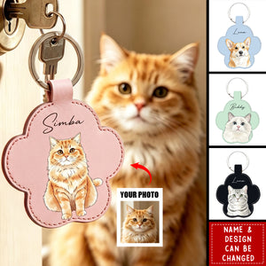 Custom Watercolor Pet Portrait Gift for Dog Mom Cat Dad - Personalized Keychain