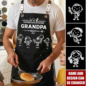Father's Day Gift - Food Baked By Dad And Grandpa Tastes Even Better - Personalized Apron