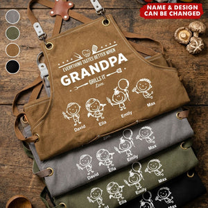 Father's Day Gift - Food Baked By Dad And Grandpa Tastes Even Better - Personalized Apron