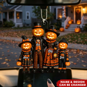 Halloween Jack-o'-lantern Family - Personalized Acrylic Car Ornament