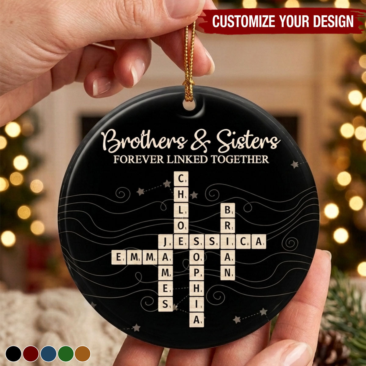Brothers & Sisters Forever Linked Together - Personalized Ceramic Ornament