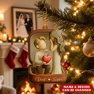 ''She Said Yes''- Personalized Couple Marriage Proposal Acrylic Ornament, Engagement Gift For Couples