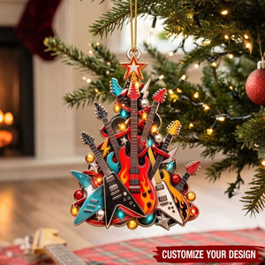 Rock Music Tree Ornament - Guitarist Christmas Gift