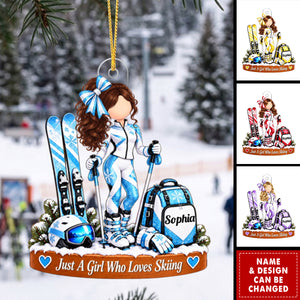 Personalized Ski Girl Ornament - Ski Lover Gift for Her