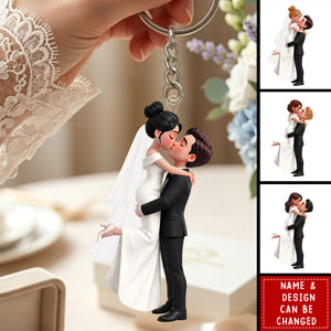 Wedding Couple 2D Flat - Personalized Acrylic Keychain-Wedding Gift Anniversary Gift Newlywed Gift