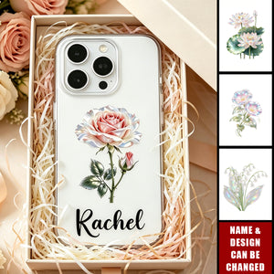 Personalized Birth Flower Phone Case with Name Wedding Use Birthday Bachelorette Party Gift for Besties Friends Bride