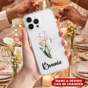Personalized Birth Flower Phone Case with Name Wedding Use Birthday Bachelorette Party Gift for Besties Friends Bride