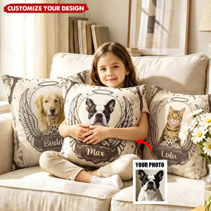 Personalized Pet Photo Paw Design Soft Throw Pillow Cover with Name and Year Sympathy Pet Loss Gift for Pet Owners