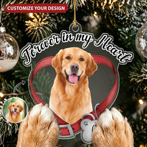 Custom Dog Photo Forever In My Heart Memorial Acrylic Ornament