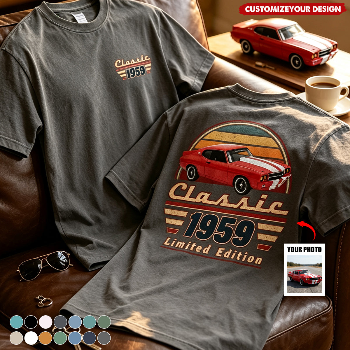 Custom Car Photo Classic Limited Edition Front & Back Comfort Shirt ¨C Personalized Birthday Gift For Dad, Grandpa & Family