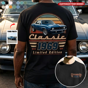 Custom Car Photo Classic Limited Edition Front & Back Comfort Shirt ¨C Personalized Birthday Gift For Dad, Grandpa & Family