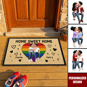 LGBT+ Couple Home Sweet Home - Personalized Doormat - Gift For Couple, Happy Pride Month