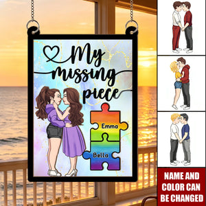 You Are My Missing Piece - Personalized LGBT Support 2 Layered Window Hanging Suncatcher
