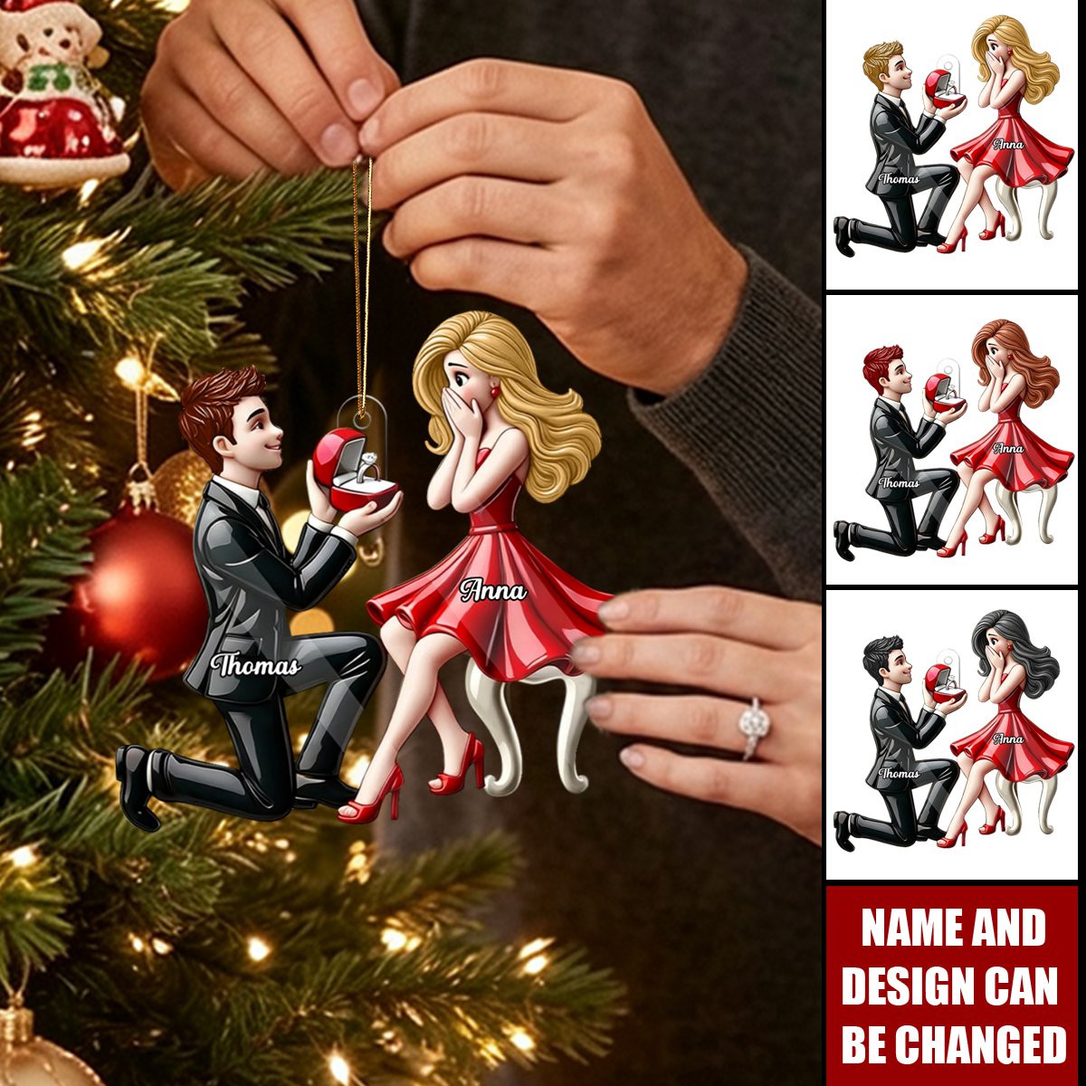 Personalized She Said Yes Acrylic Ornament,  Newly Engaged Gift, Valentines Gift For Couple