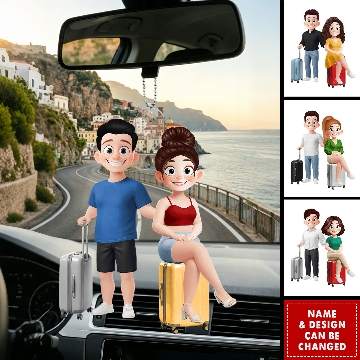 The Adventures Of Travel Lovers - Personalized Acrylic Car Ornament - Gift for Travelers