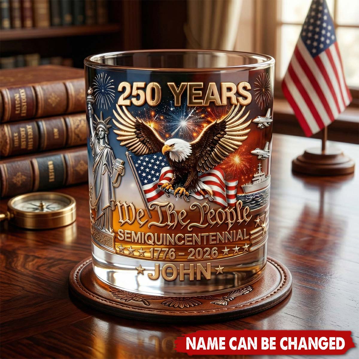250 Years Of America - Personalized Whiskey Glass, Gift For Patriots