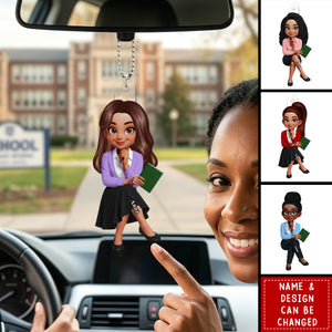 Teach Love Changes Life - Personalized Acrylic Car Ornament - African American Teacher Appreciation Gift