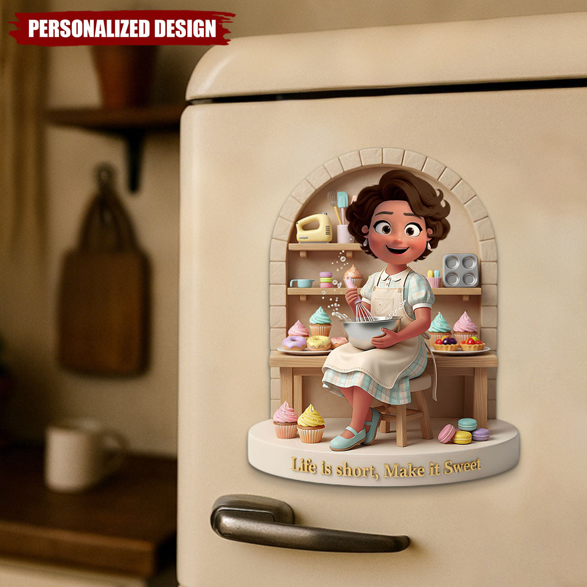 Sweet Baking Girl Fridge Magnet - Personalized Gift Cooking Lovers, Bakers