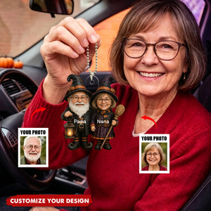 Personalized Grandparents Acrylic Car Ornament , Spooky Family Keepsake
