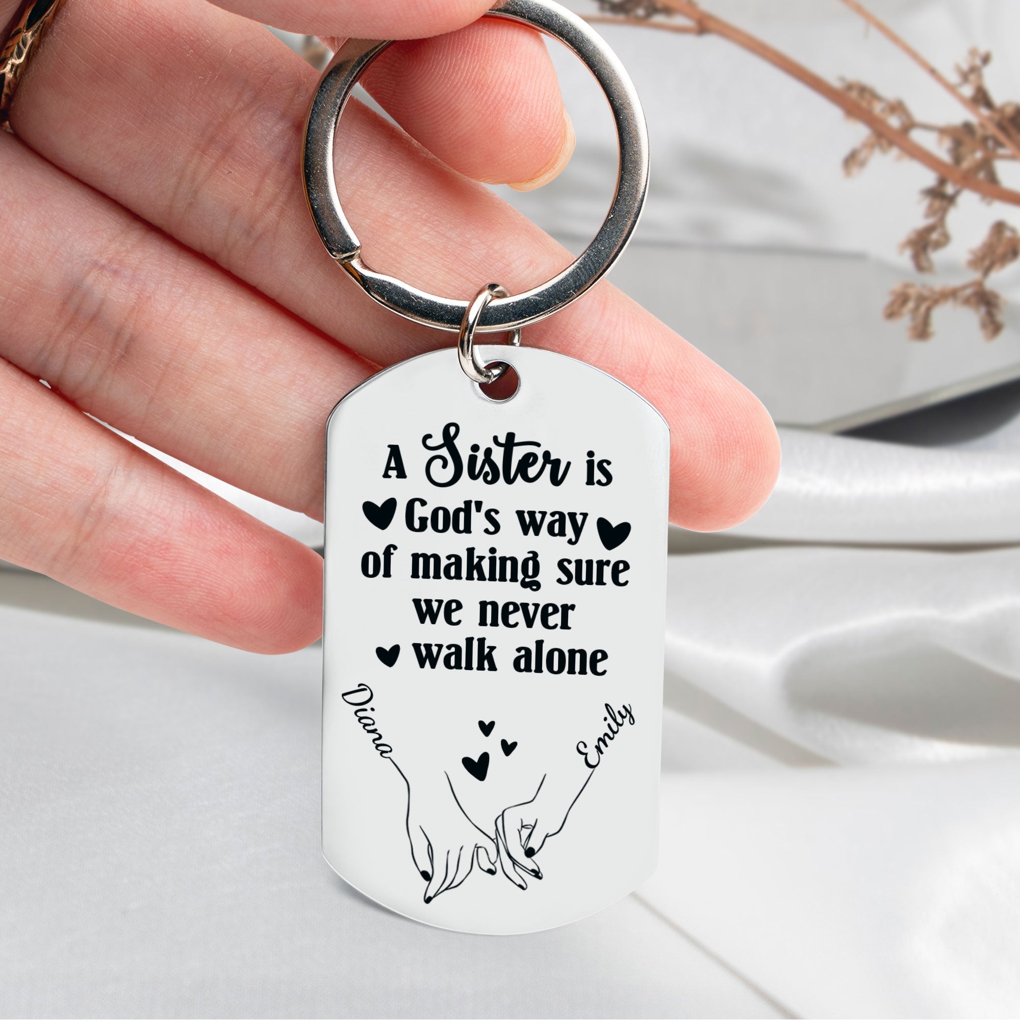 (Photo Inserted) A Sister Is God¡¯s Way - Personalized Engraved Stainless Steel Keychain