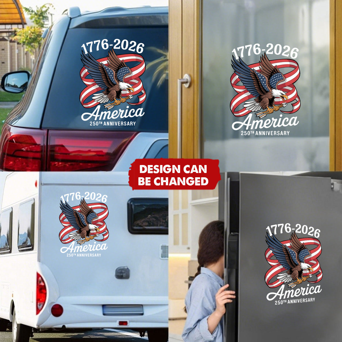 America 250Th Anniversary 1776-2026 Eagle Us Flag Car Window Decal Sticker