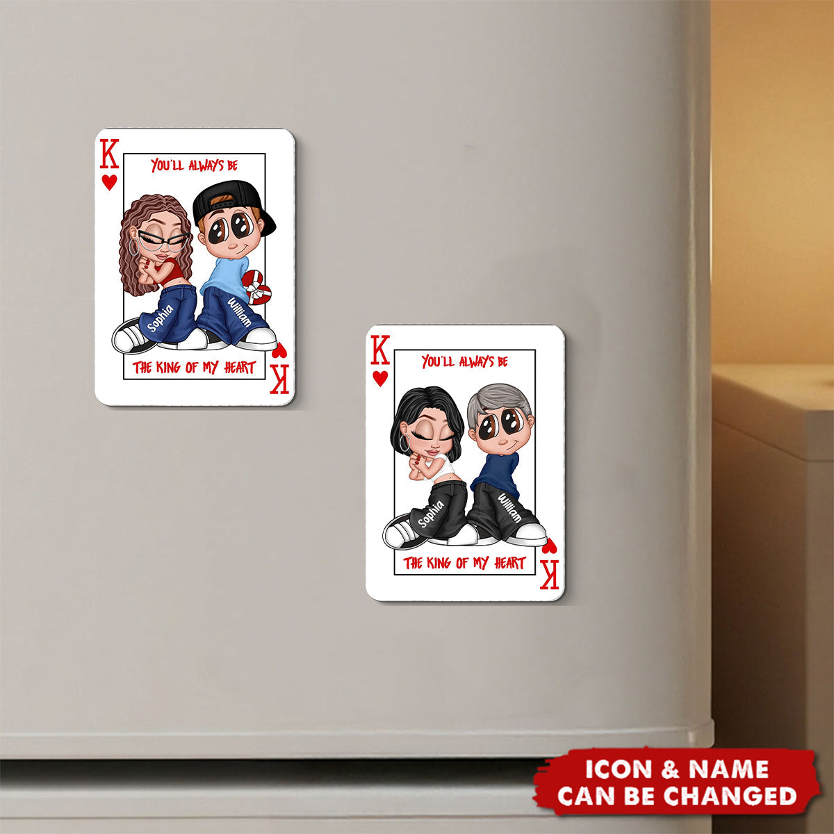 You're King/Queen Of My Heart Y2K Couple - Personalized Acrylic Fridge Magnet - Valentine's Day Gift, Anniversary Gift