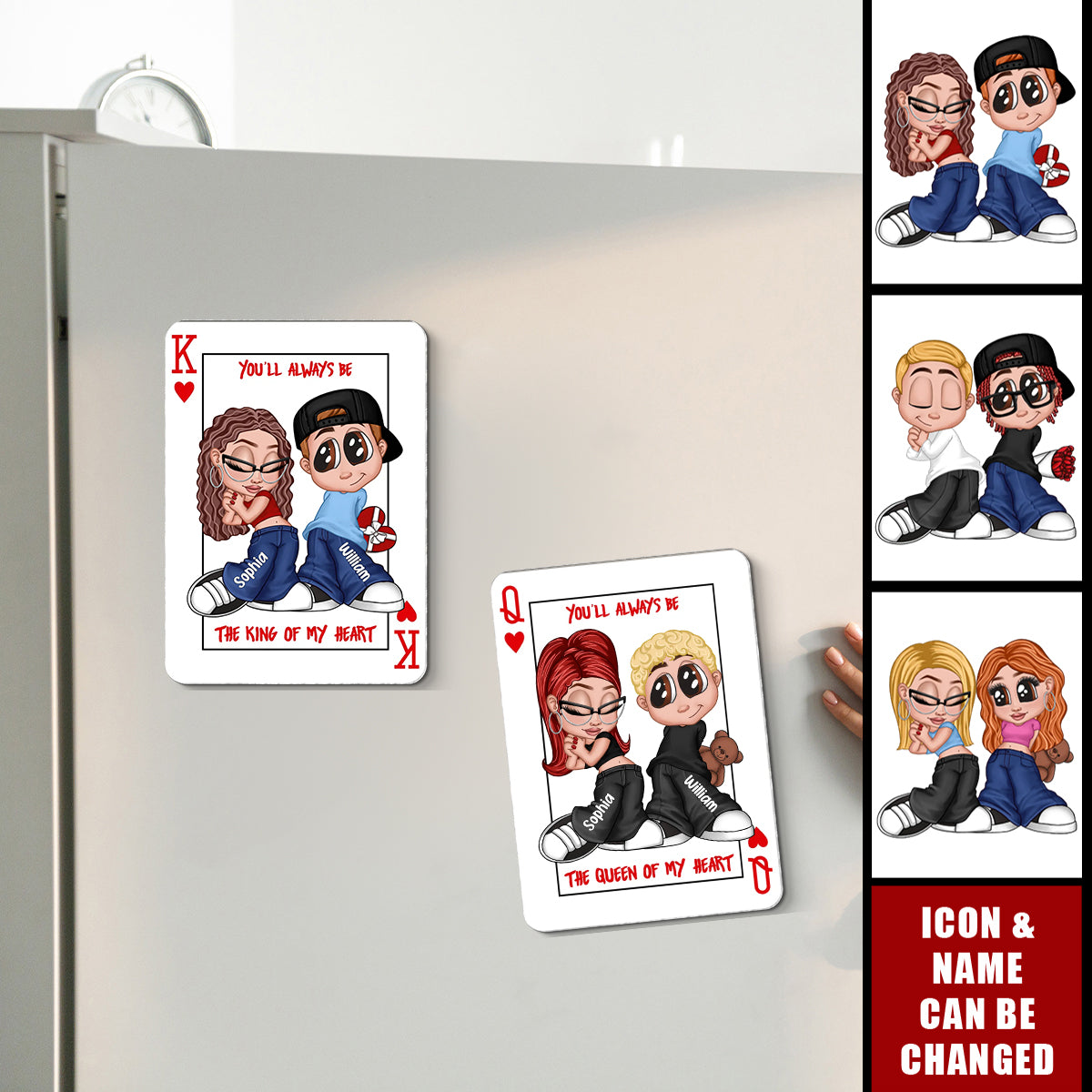 You're King/Queen Of My Heart Y2K Couple - Personalized Acrylic Fridge Magnet - Valentine's Day Gift, Anniversary Gift