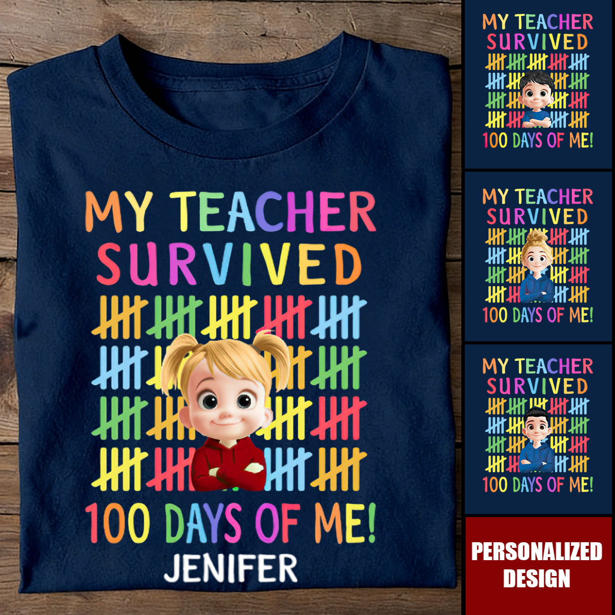 Personalized Shirt - 100 Days Of School School Gifts For Boys Girls Kids