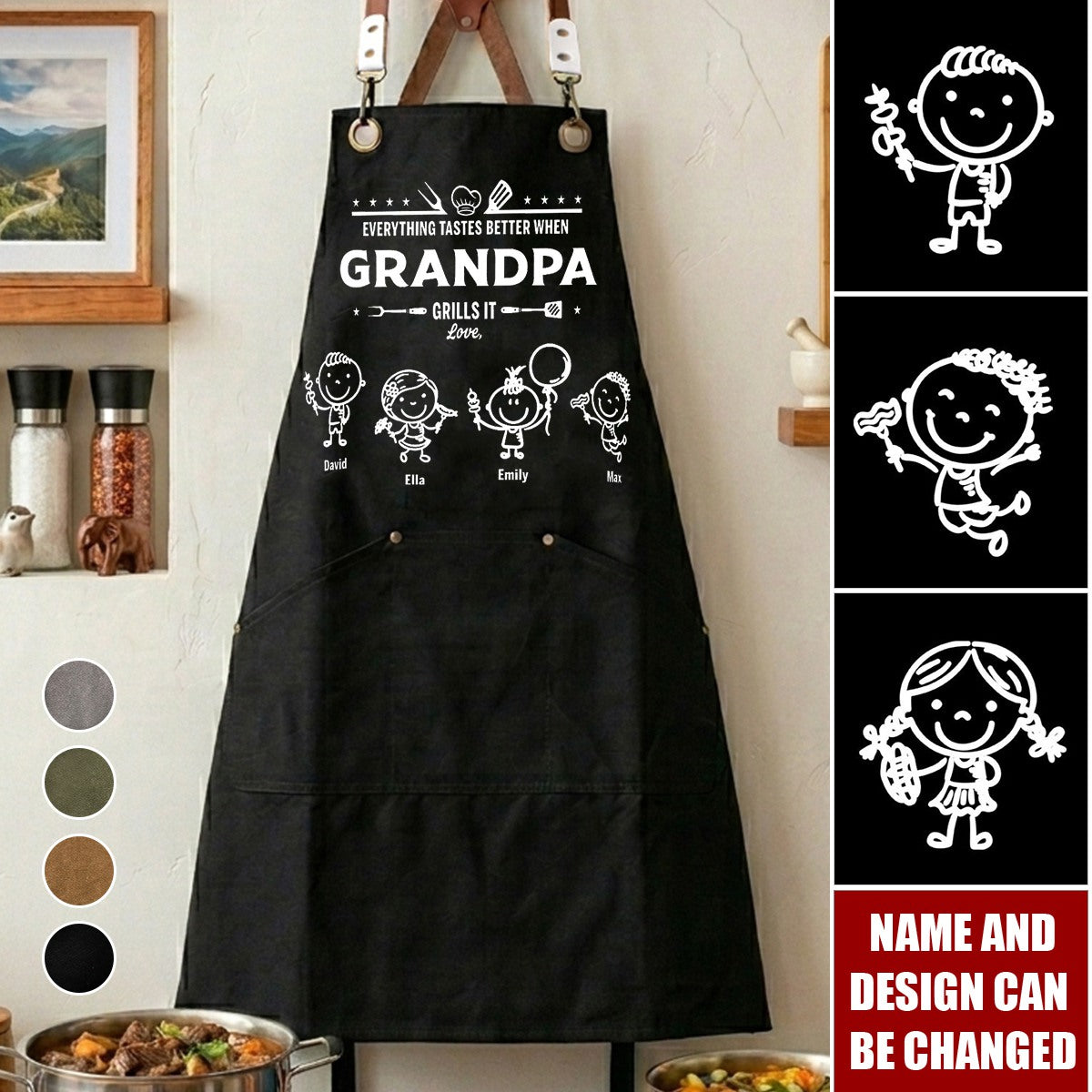 Father's Day Gift - Food Baked By Dad And Grandpa Tastes Even Better - Personalized Apron