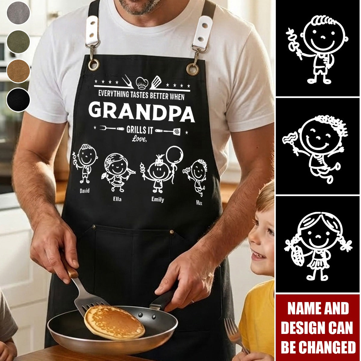 Father's Day Gift - Food Baked By Dad And Grandpa Tastes Even Better - Personalized Apron