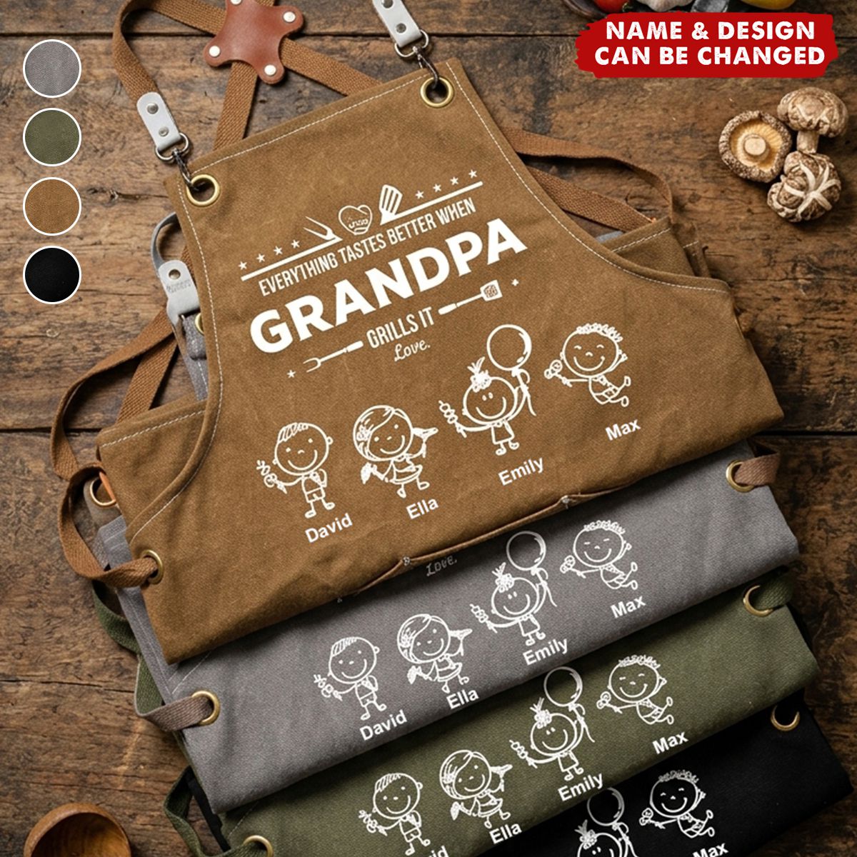 Father's Day Gift - Food Baked By Dad And Grandpa Tastes Even Better - Personalized Apron