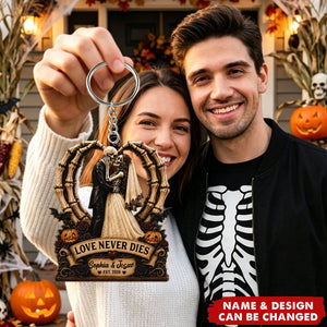 Till Death Do Us Part Skeleton Couple Heart Bone - Personalized  Acrylic Keychain - Halloween Decor For Couple