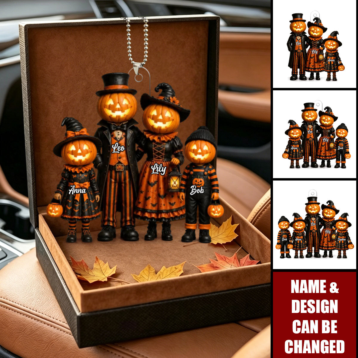 Halloween Jack-o'-lantern Family  - Personalized Acrylic Car Ornament