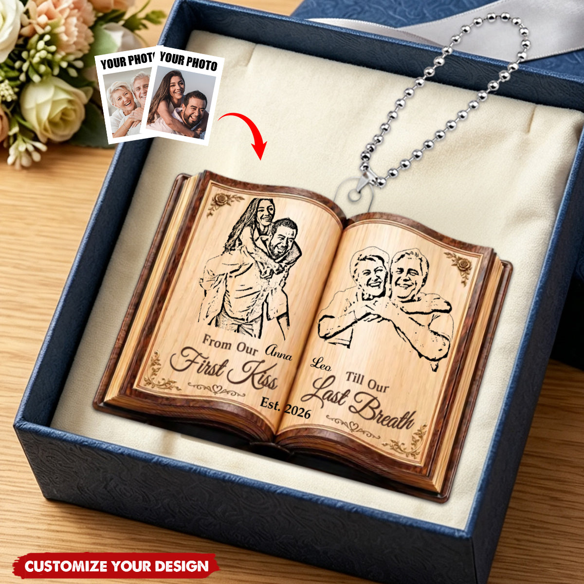 Custom Photo Car Ornament - Personalized Anniversary Wedding Gifts For Husband And Wife - Forever Starts With Us