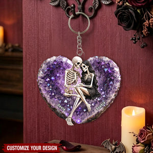 Till Death Do Us Part Skeleton Couple  - Personalized Acrylic Keychain - Halloween Decor Gift, Gift For Couple