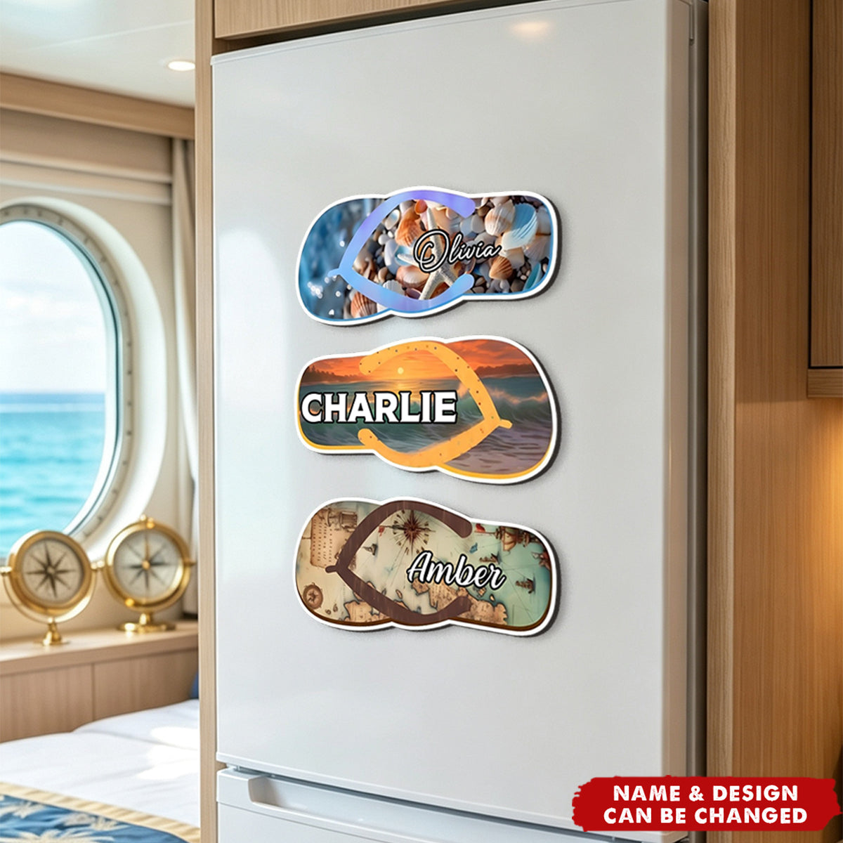 Summer Flip Flops - Cruise Door Signs Stateroom Family Vacation, Girls Trip - Personalized Magnet
