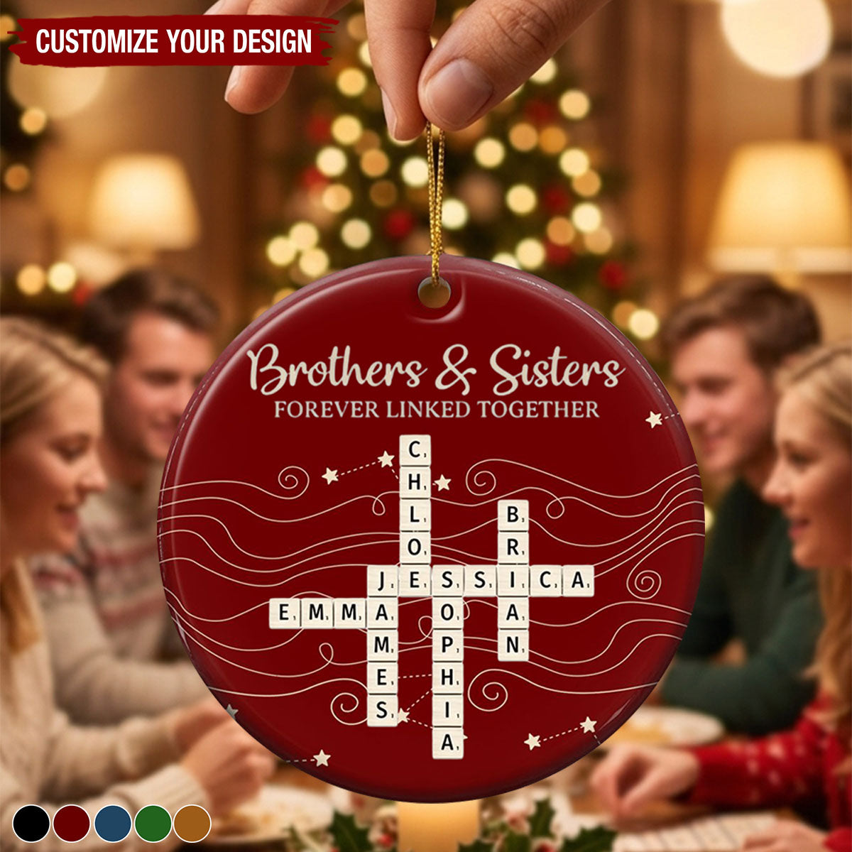Brothers & Sisters Forever Linked Together - Personalized Ceramic Ornament