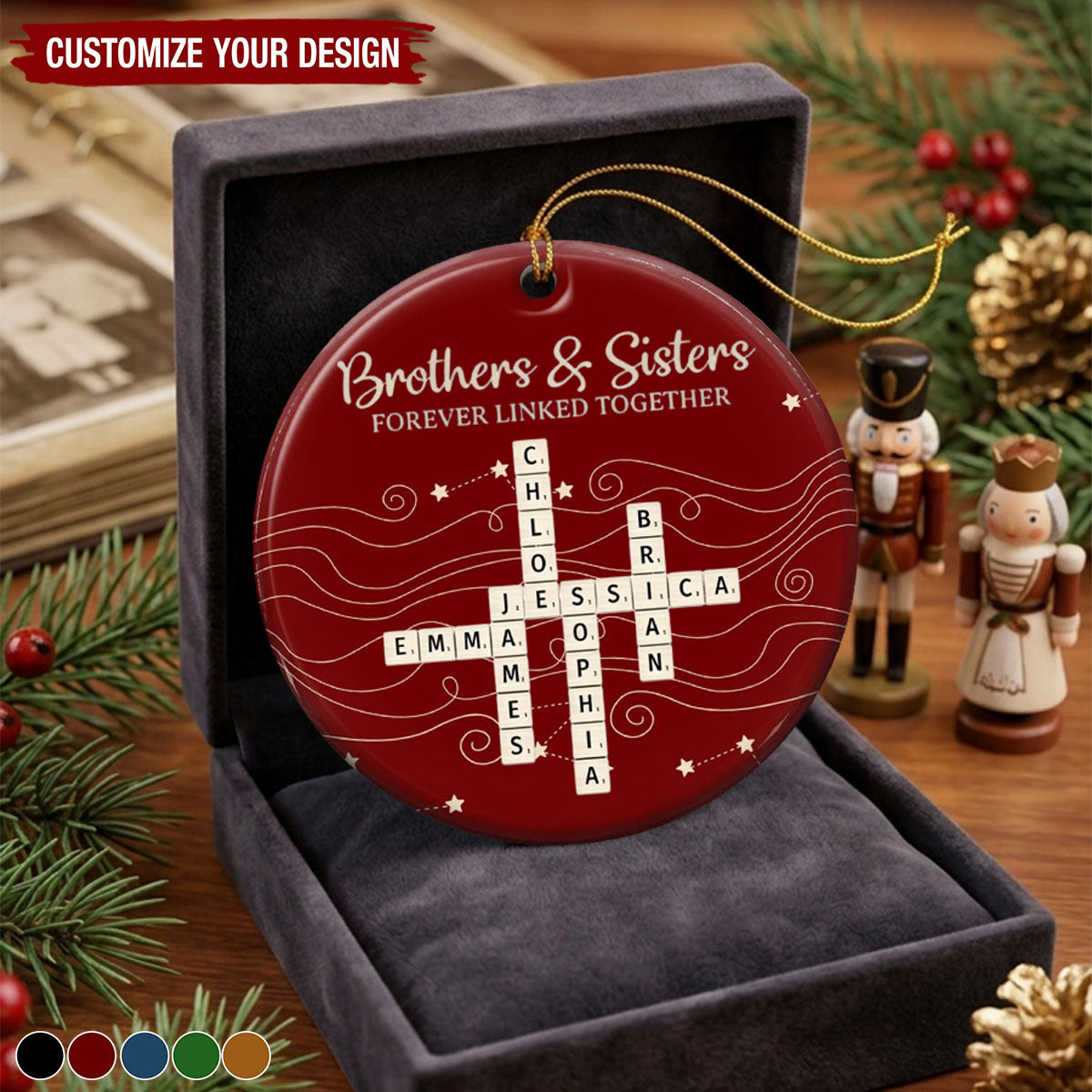 Brothers & Sisters Forever Linked Together - Personalized Ceramic Ornament