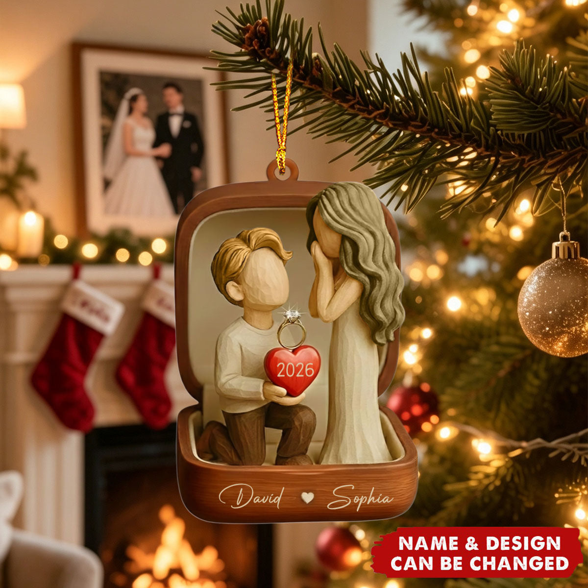 ''She Said Yes''- Personalized Couple Marriage Proposal Acrylic Ornament, Engagement Gift For Couples