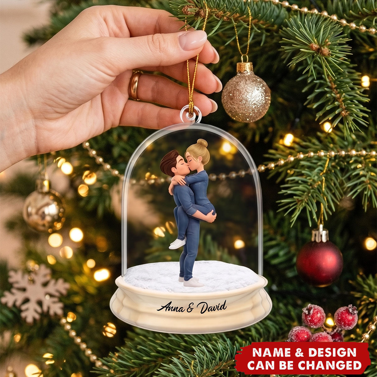 Wedding Anniversary Couple Acrylic Ornament – Personalized Name Anniversary Keepsake Decor