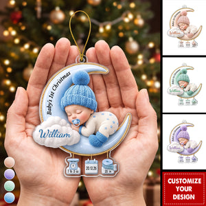 Custom First Christmas Acrylic Ornament - Personalized Baby Shower, Gender Reveal Gifts For New Moms, New Dads, New Parents