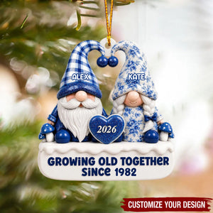 Custom Couple Christmas Ornament, Personalized Anniversary Ornament, Growing Old Together Since