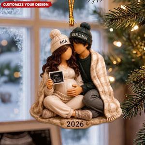 Personalized Pregnancy Christmas Acrylic Ornament - Baby 2026 Keepsake